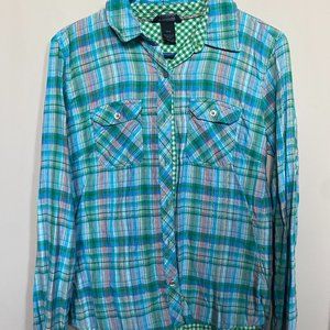 Marmot button up flannel long sleeve, women's medium